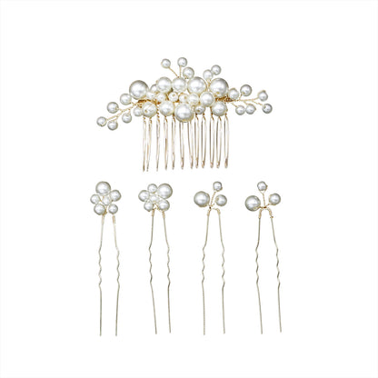 Baroque Vintage Pearl Hair Comb Set for Brides