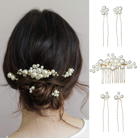 Baroque Vintage Pearl Hair Comb Set for Brides