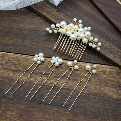 Baroque Vintage Pearl Hair Comb Set for Brides