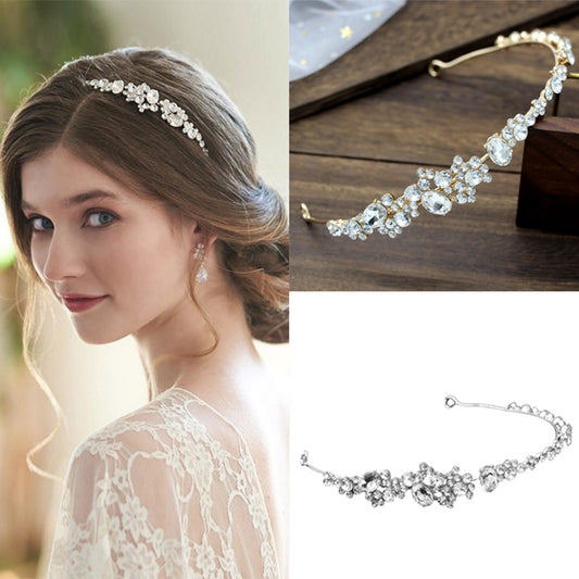 Elegant Rhinestone Crown Headband Wedding Hairpiece