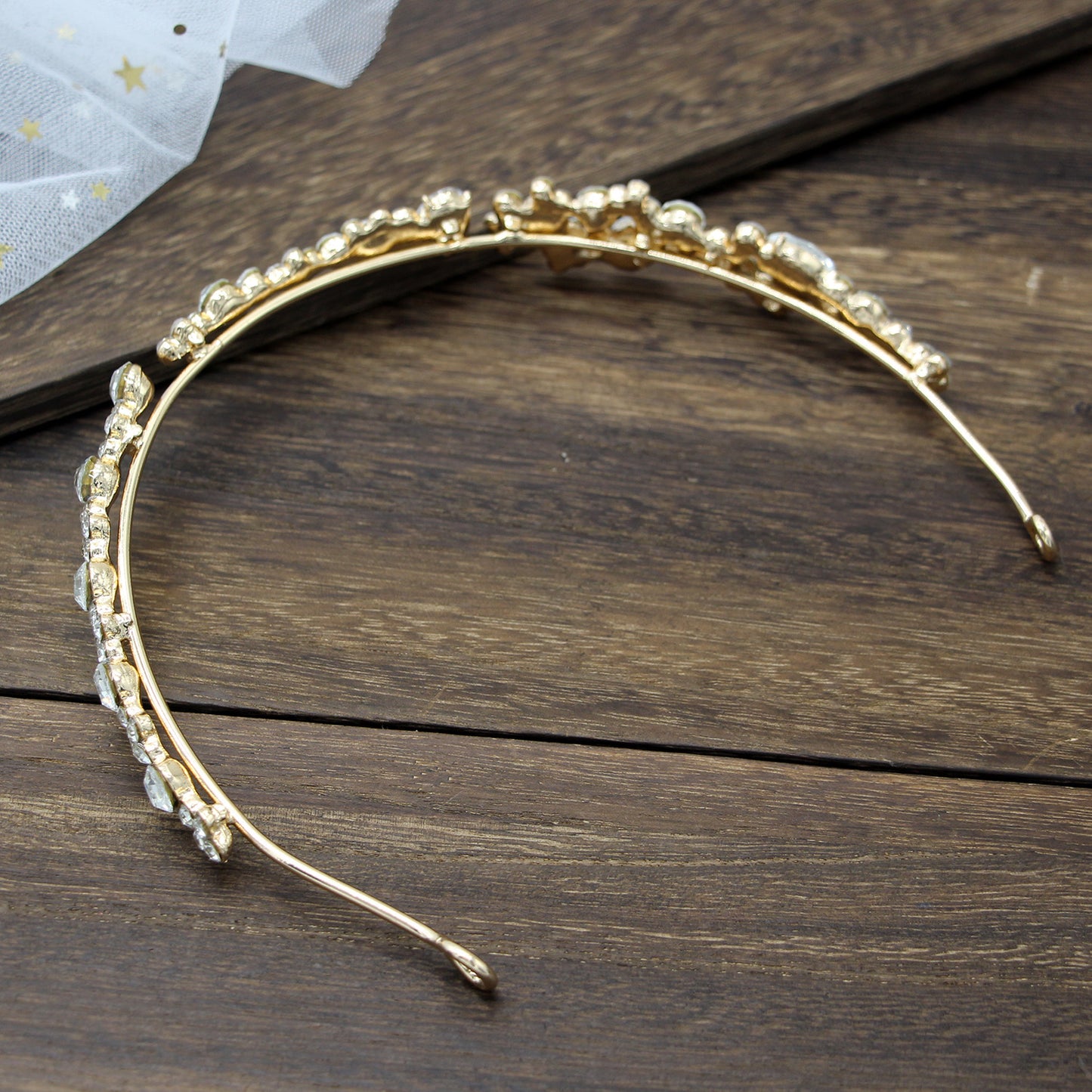 Elegant Rhinestone Crown Headband Wedding Hairpiece