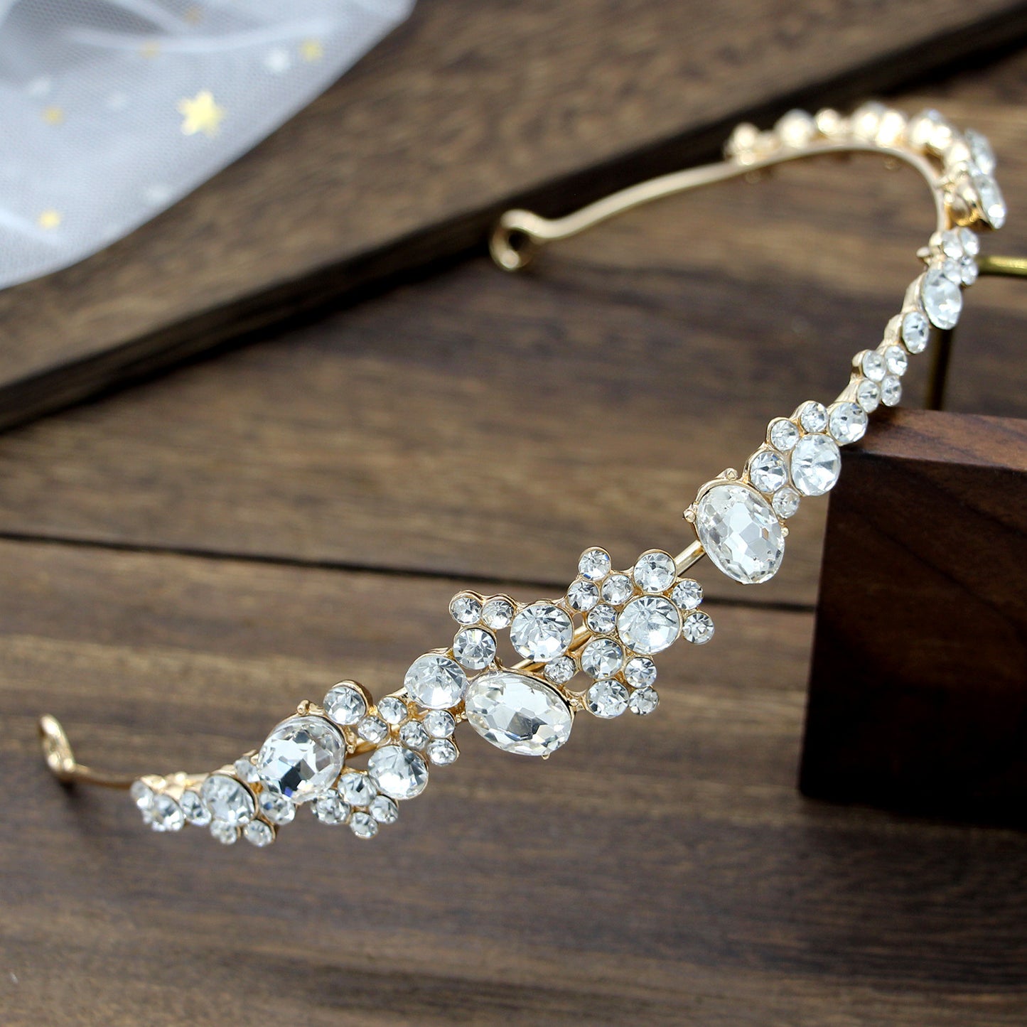 Elegant Rhinestone Crown Headband Wedding Hairpiece