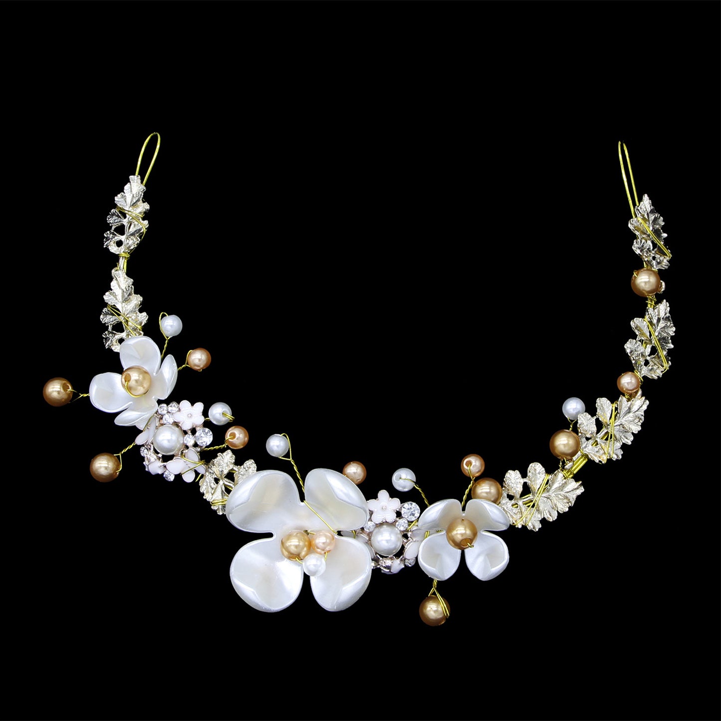 Baroque Pink Pearl Crown Bridal Headpiece