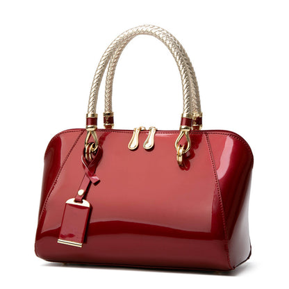 Trendy Patent Leather Boston Shoulder Bag for Women
