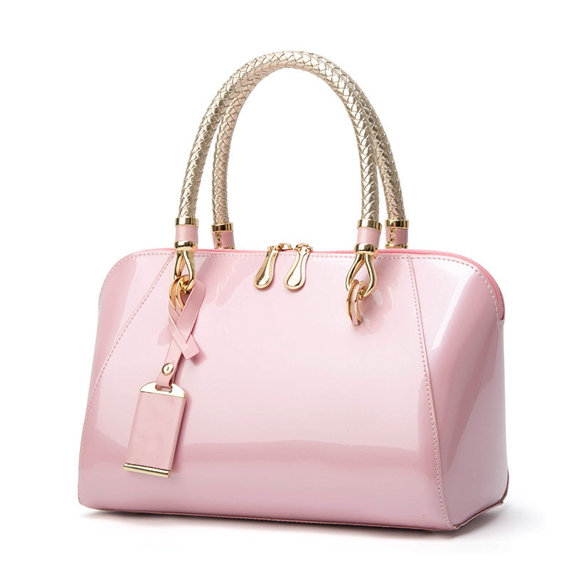 Trendy Patent Leather Boston Shoulder Bag for Women