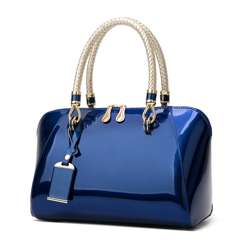 Trendy Patent Leather Boston Shoulder Bag for Women