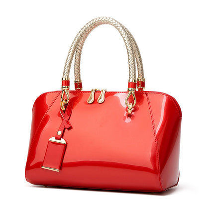 Trendy Patent Leather Boston Shoulder Bag for Women