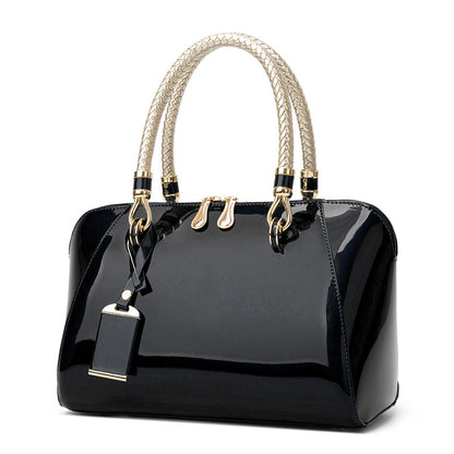 Trendy Patent Leather Boston Shoulder Bag for Women