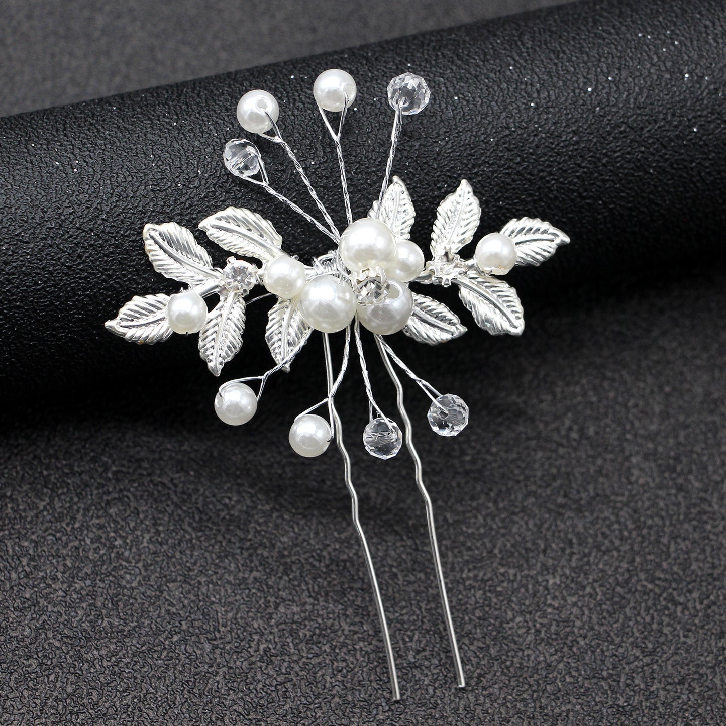 Gold Pearl Olive Leaf Hair Vine Bridal Wedding Accessory