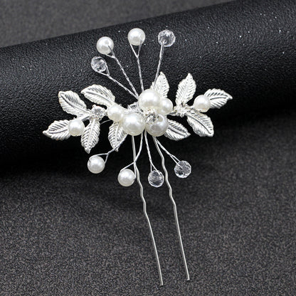 Gold Pearl Olive Leaf Hair Vine Bridal Wedding Accessory