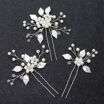 Pearl U Shaped Hairpins Set of 3 Bridal Wedding Hairpiece
