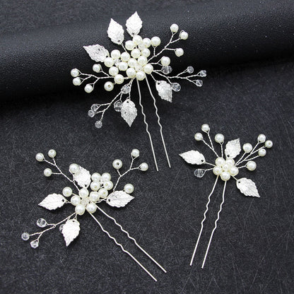 Pearl U Shaped Hairpins Set of 3 Bridal Wedding Hairpiece