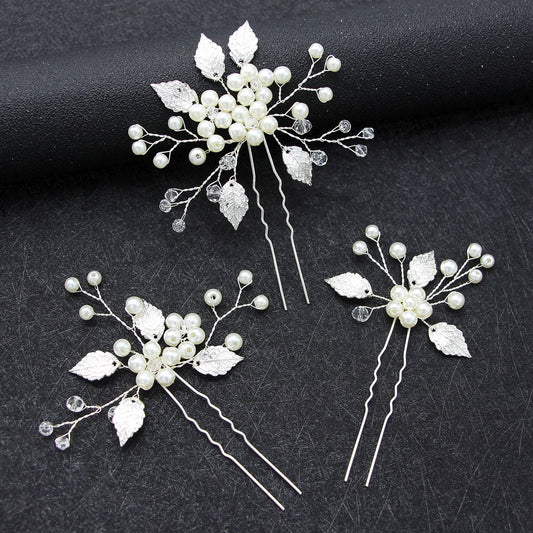 Pearl U Shaped Hairpins Set of 3 Bridal Wedding Hairpiece