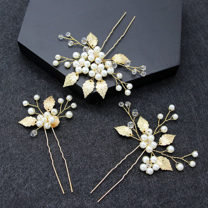 Pearl U Shaped Hairpins Set of 3 Bridal Wedding Hairpiece