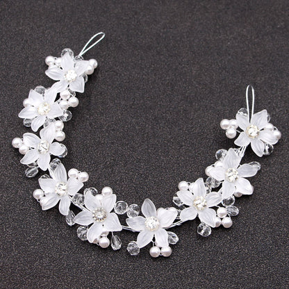 Acrylic Crystal Flower Pearl Headband Bridal Wedding Hair Accessory