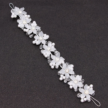 Acrylic Crystal Flower Pearl Headband Bridal Wedding Hair Accessory