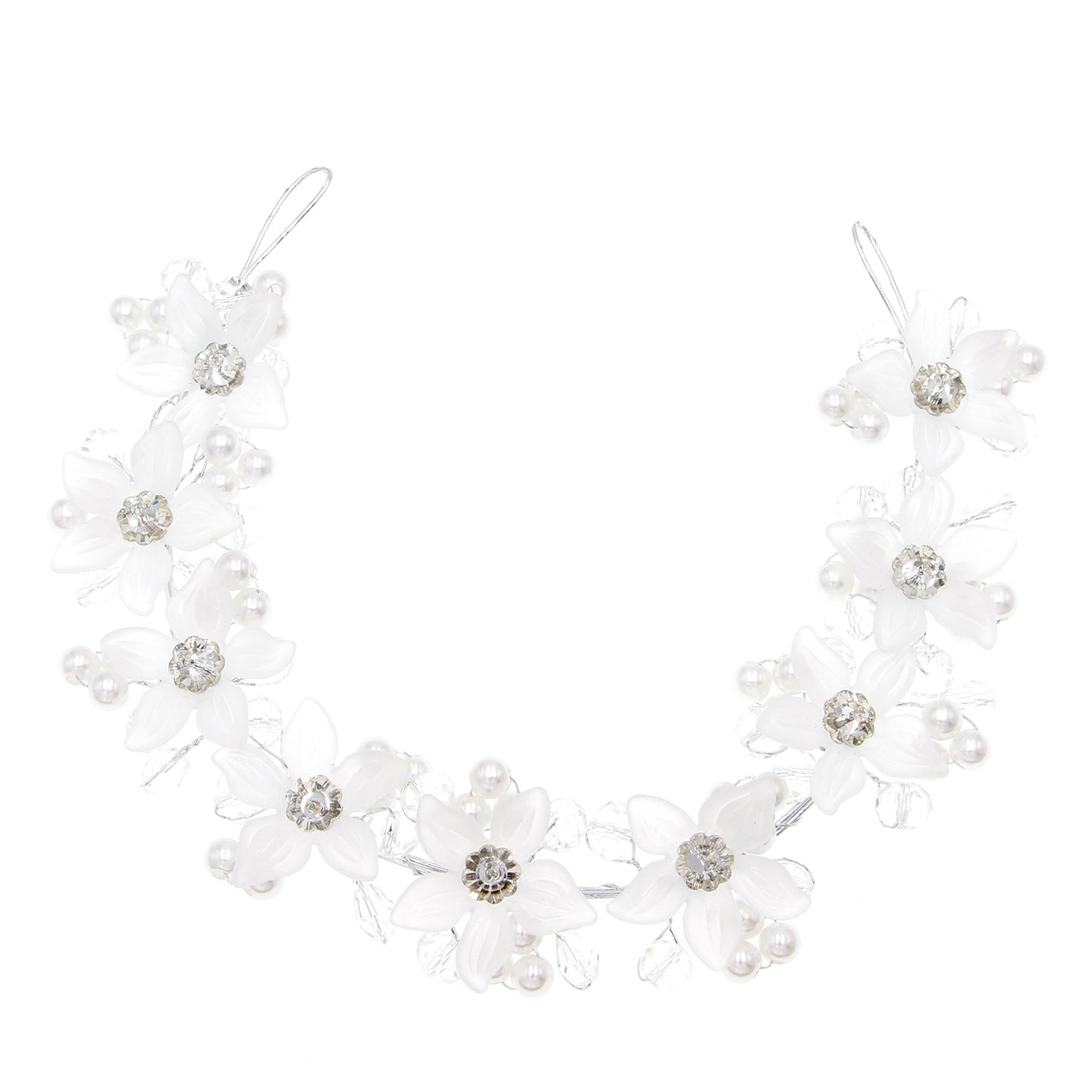 Acrylic Crystal Flower Pearl Headband Bridal Wedding Hair Accessory