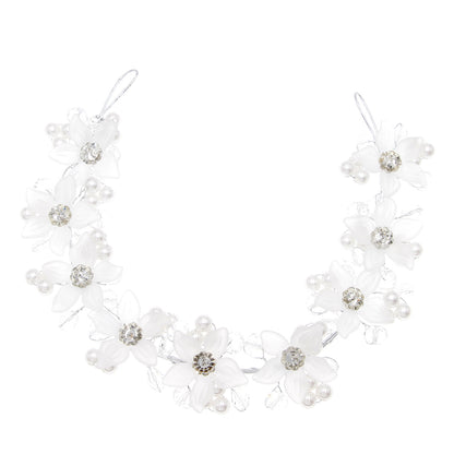 Acrylic Crystal Flower Pearl Headband Bridal Wedding Hair Accessory