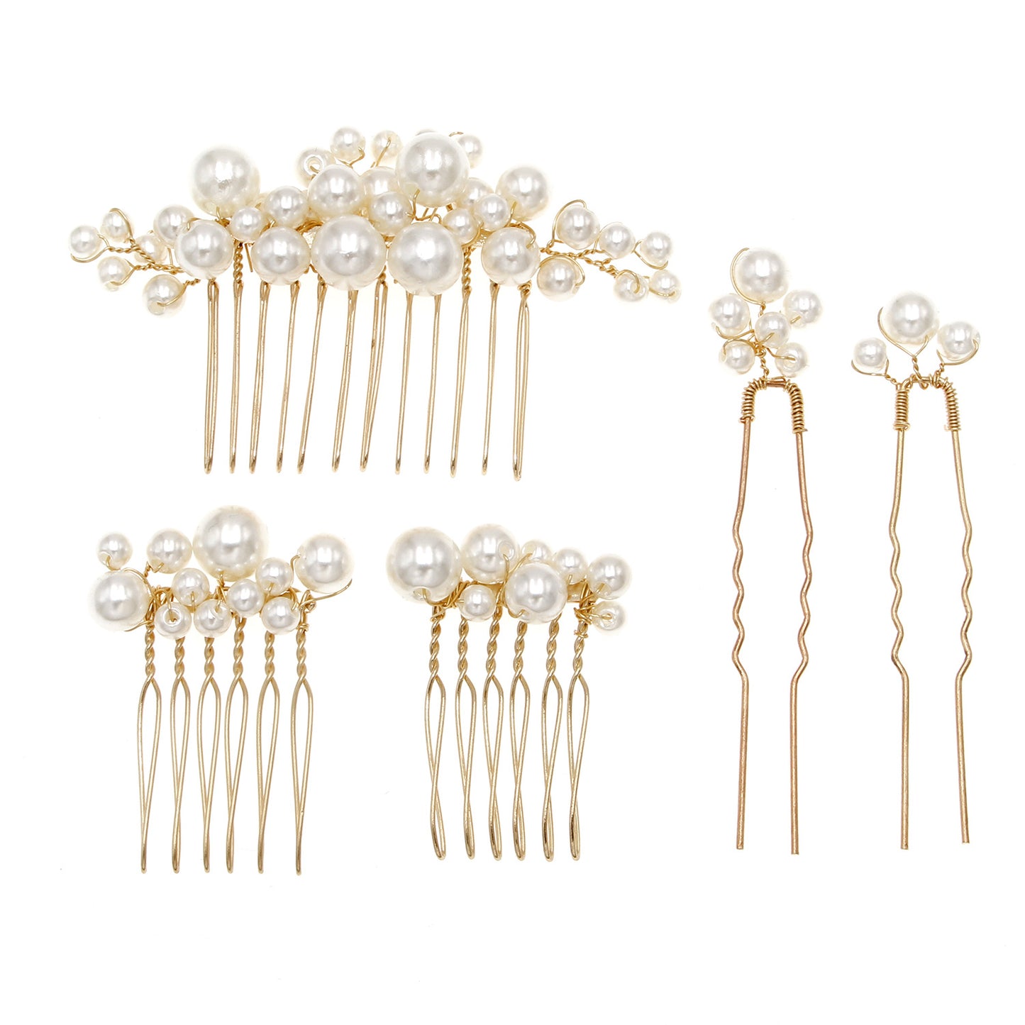 Set of 3 Combs and 2 Hair Pins Bridal Wedding Hair Accessories