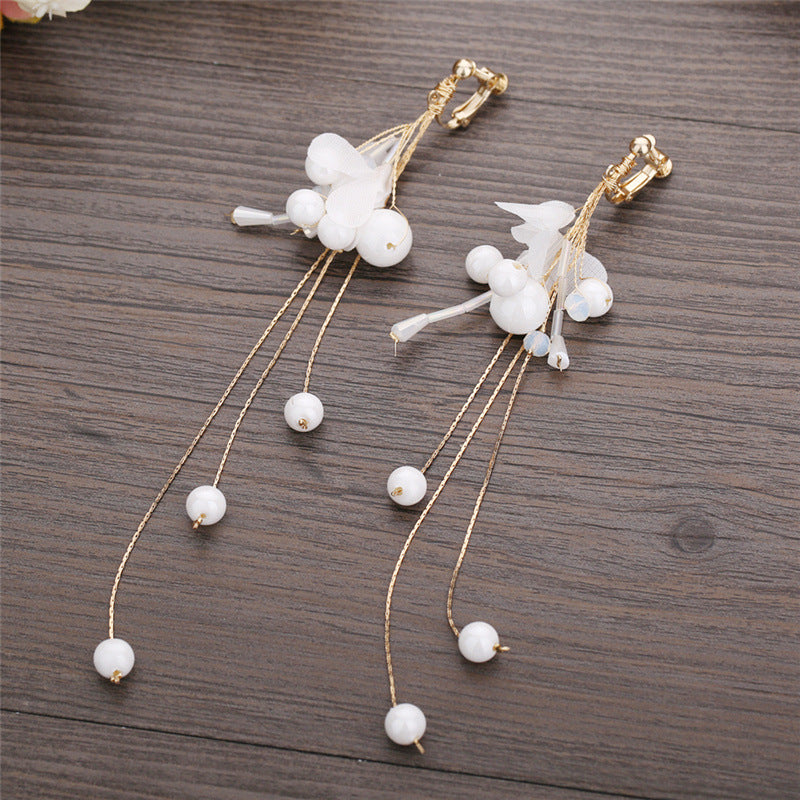 Butterfly Drop Earrings with Floral Mesh Bridal Accessory