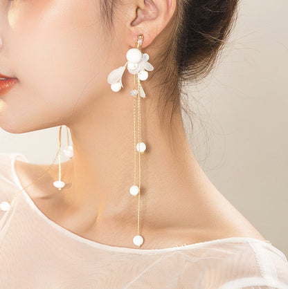 Butterfly Drop Earrings with Floral Mesh Bridal Accessory