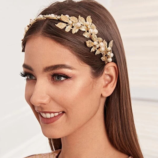 Baroque Alloy Leaf Hairband Bridal Hair Accessory