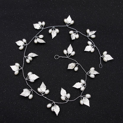 Gold Leaf Baroque Pearl Hair Band Handmade Wedding Hair Accessory