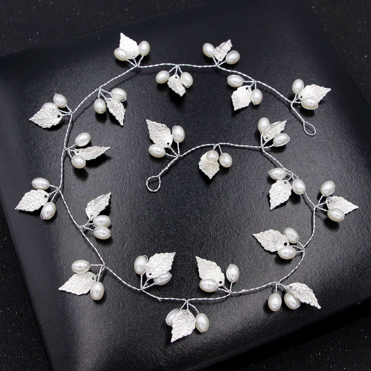 Gold Leaf Baroque Pearl Hair Band Handmade Wedding Hair Accessory