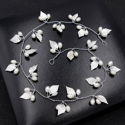 Gold Leaf Baroque Pearl Hair Band Handmade Wedding Hair Accessory