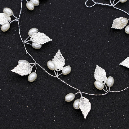 Gold Leaf Baroque Pearl Hair Band Handmade Wedding Hair Accessory