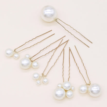 Pearl U Shaped Hair Pins Set of 6 Bridal Wedding Hairpiece