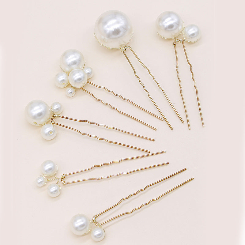 Pearl U Shaped Hair Pins Set of 6 Bridal Wedding Hairpiece