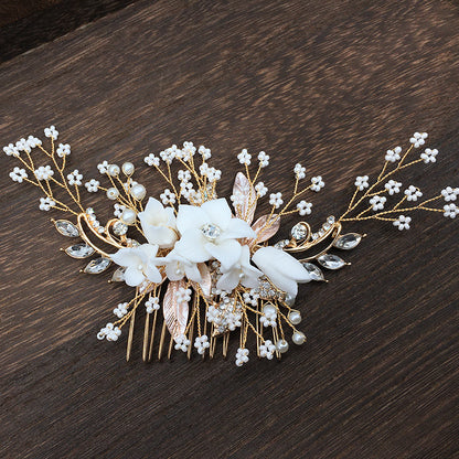 White Floral Comb Elegant Wedding Hairpiece Bride