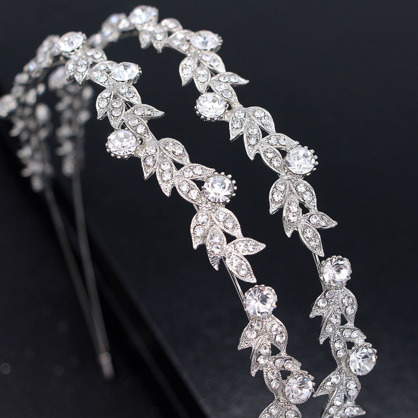 Double Row Rhinestone Bridal Crown Headband European Style