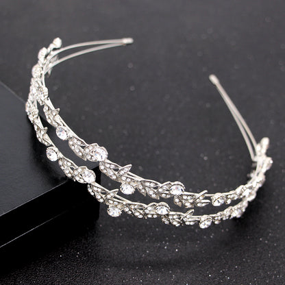 Double Row Rhinestone Bridal Crown Headband European Style