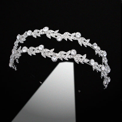 Double Row Rhinestone Bridal Crown Headband European Style