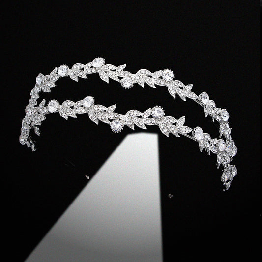 Double Row Rhinestone Bridal Crown Headband European Style