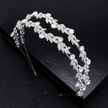 Double Row Rhinestone Bridal Crown Headband European Style