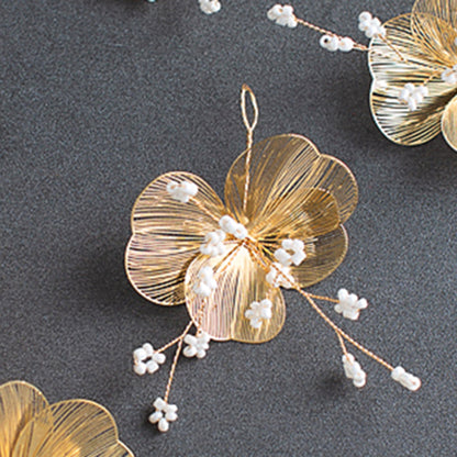 Golden Flower Bridal Headpiece with Matching Earrings