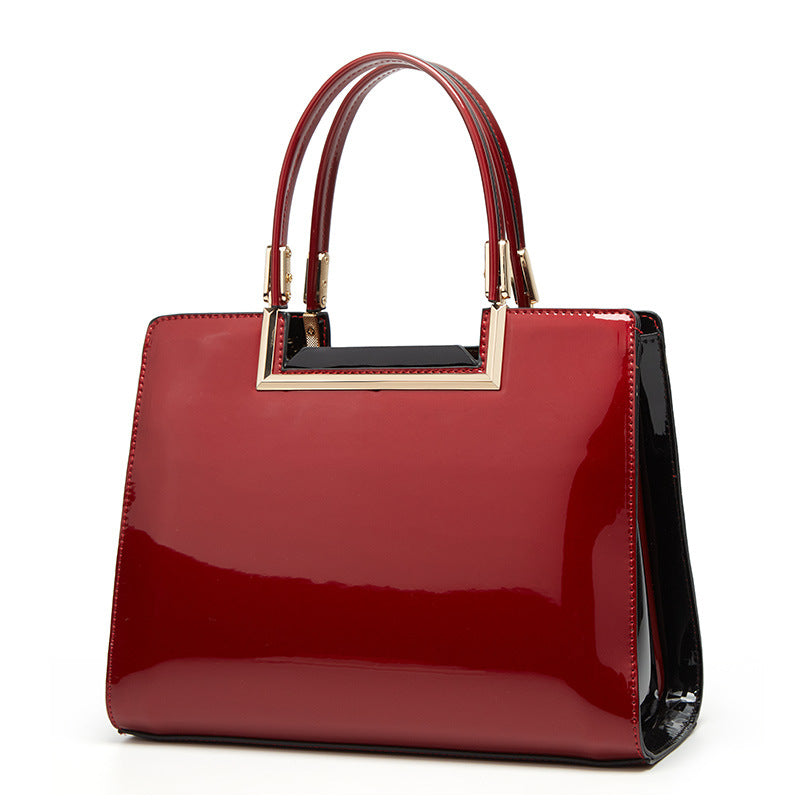 Red Patent Leather Tote Bag for Moms - Elegant and Functional