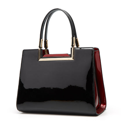Red Patent Leather Tote Bag for Moms - Elegant and Functional