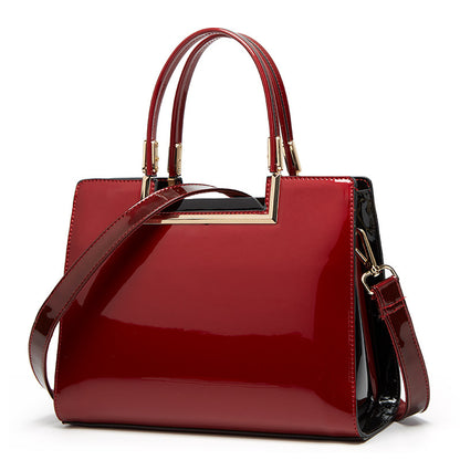 Red Patent Leather Tote Bag for Moms - Elegant and Functional