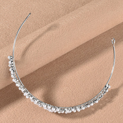Alloy Pearl Rhinestone Wedding Veil Bridal Crown Hairpiece