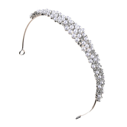 Alloy Pearl Rhinestone Wedding Veil Bridal Crown Hairpiece