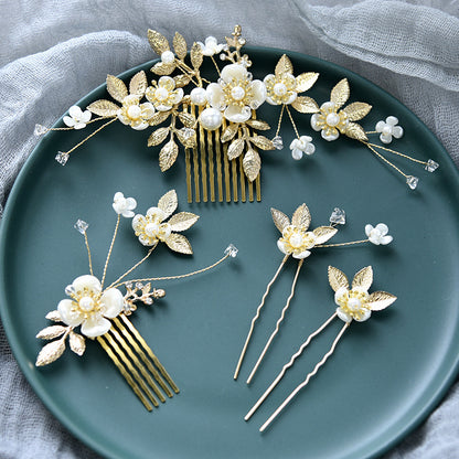 Elegant Pearl Hair Comb Set Bridal Wedding Hairpiece