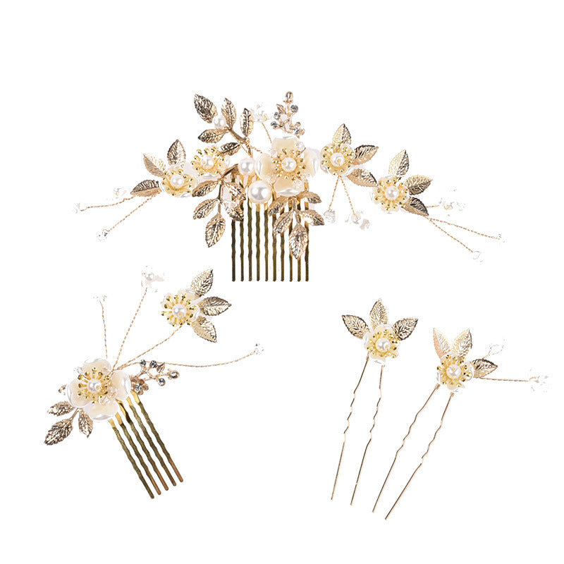 Elegant Pearl Hair Comb Set Bridal Wedding Hairpiece