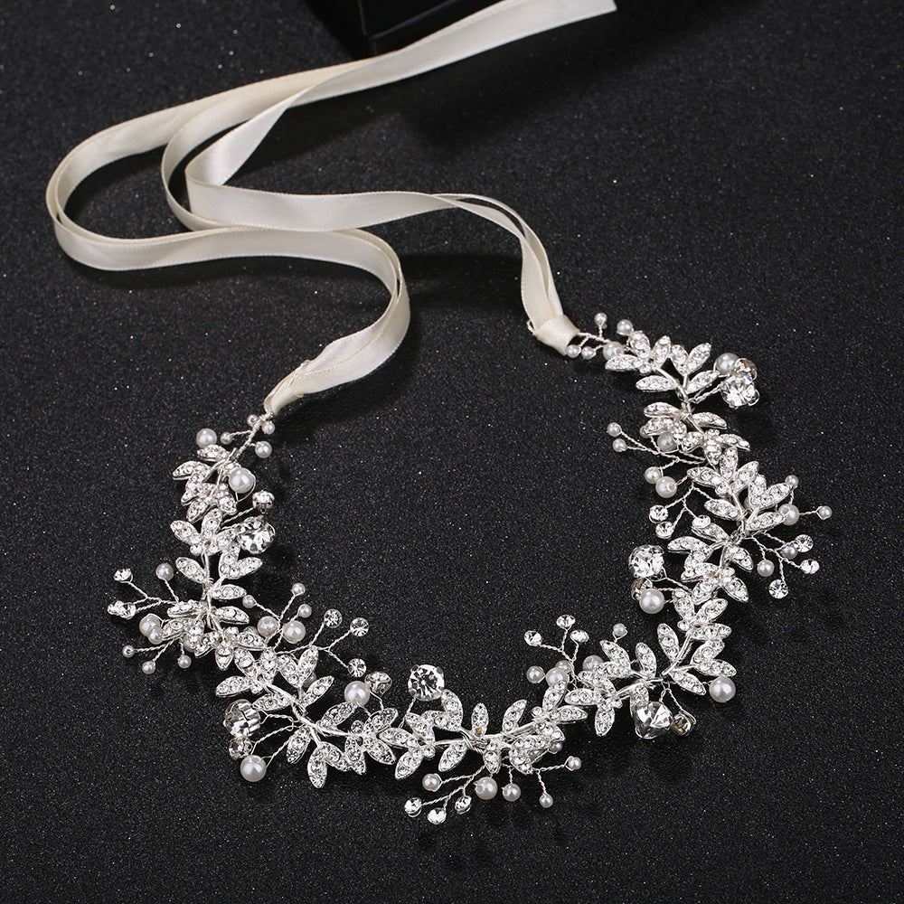 Alloy Pearl Rhinestone Handmade Wedding Belt Hair Accessory