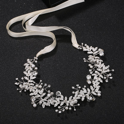 Alloy Pearl Rhinestone Handmade Wedding Belt Hair Accessory