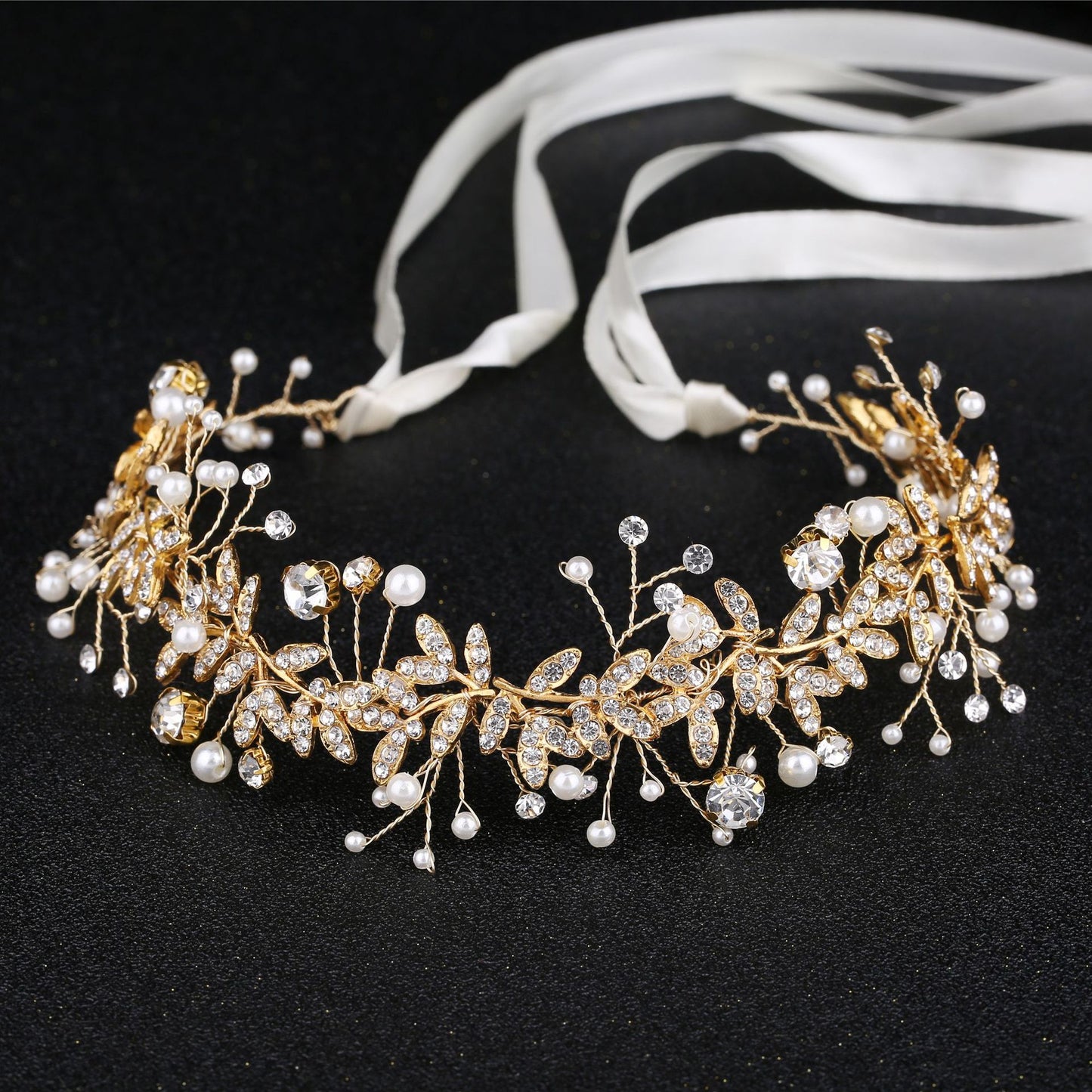 Alloy Pearl Rhinestone Handmade Wedding Belt Hair Accessory