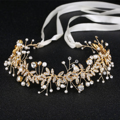 Alloy Pearl Rhinestone Handmade Wedding Belt Hair Accessory